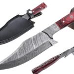 12 Inches HMK Hand Forged Damascus Steel Hunting Knife with Leather Sheath FA-2