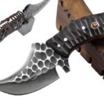 6.5 Inches HMK Custom made Flint Knob 1095 High Carbon Steel Full Tang Skinning Hunter Knife FA-20