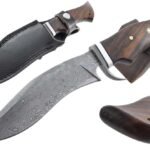 11.4 Inches HMK Hand Forged Damascus Steel Hunting Knife with Leather Sheath FA-13