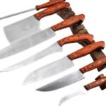 7 Pcs HMK Custom made Satin Finish J2 Japanese Steel Kitchen Chef Knives Set FA-19