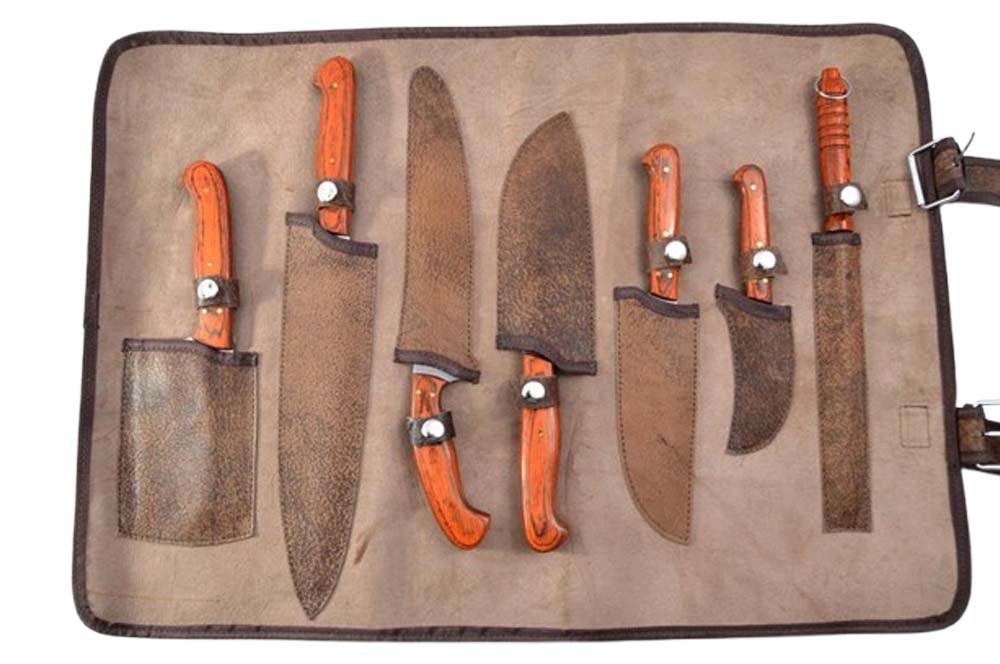 7 Pcs HMK Custom made Satin Finish J2 Japanese Steel Kitchen Chef Knives Set FA-19 - Image 6