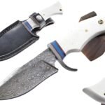 10 Inches HMK Hand Forged Damascus Steel Hunting Knife with Leather Sheath FA-12