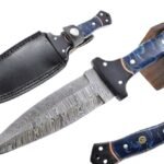 10.3 Inches HMK Hand Forged Damascus Steel Smatches Combat Dagger Knife with Leather Sheath FA-10