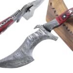 8.3 Inches HMK Hand Forged Damascus Steel Hunting Knife with Leather Sheath FA-11