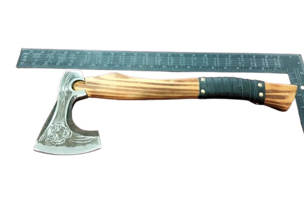 19 Inches HMK Custom made Engraved High Carbon Steel TOMAHAWK Axe FA-4 - Image 5