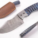 9.3 Inches HMK Hand Forged Damascus Steel Hunting Knife with Leather Sheath DA-1