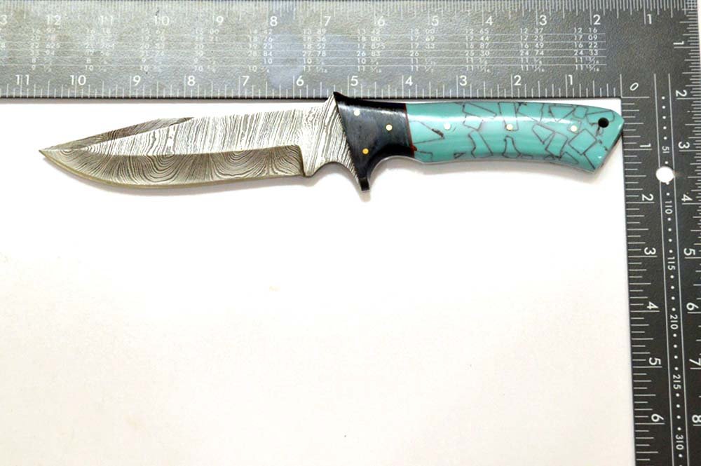 10.4 Inches HMK Hand Forged Damascus Steel Hunting Knife with Leather Sheath ZE-01 - Image 6