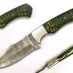 10 Inches HMK Hand Forged Damascus Steel Hunting Knife with Leather Sheath ZE-02