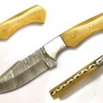 10 Inches HMK Hand Forged Damascus Steel Hunting Knife with Leather Sheath ZE-03