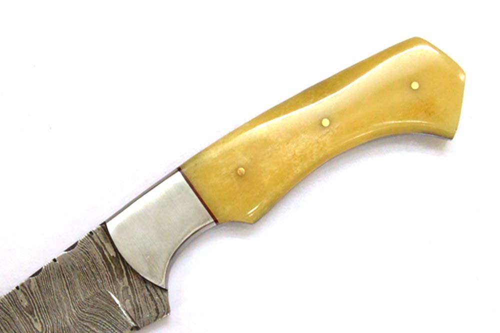 10 Inches HMK Hand Forged Damascus Steel Hunting Knife with Leather Sheath ZE-03 - Image 4