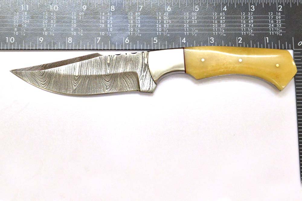 10 Inches HMK Hand Forged Damascus Steel Hunting Knife with Leather Sheath ZE-03 - Image 5