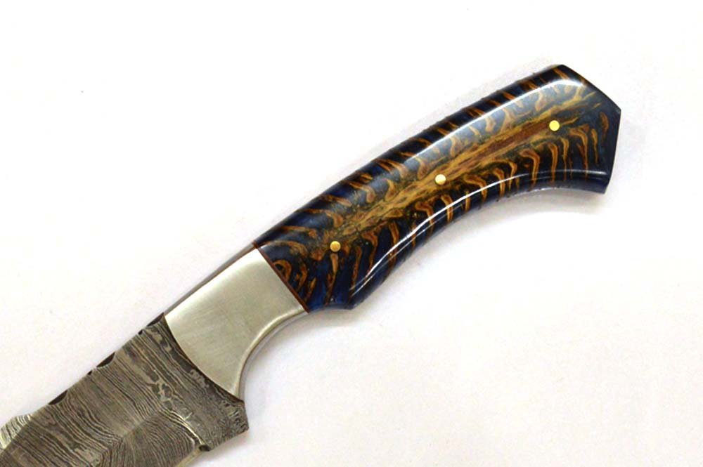 10 Inches HMK Hand Forged Damascus Steel Hunting Knife with Leather Sheath ZE-05 - Image 4