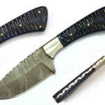 8.4 Inches HMK Hand Forged Damascus Steel Skinning Hunter Knife with Leather Sheath ZE-08