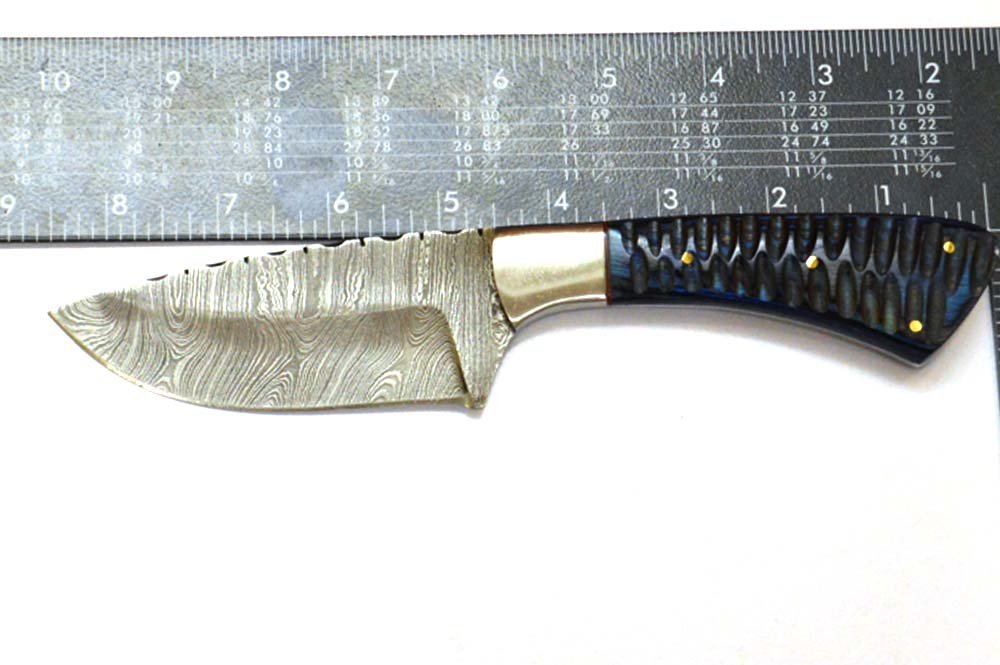 8.4 Inches HMK Hand Forged Damascus Steel Skinning Hunter Knife with Leather Sheath ZE-08 - Image 5