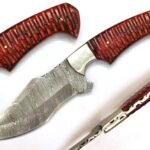 9.3 Inches HMK Hand Forged Damascus Steel Hunting Knife with Leather Sheath ZE-09