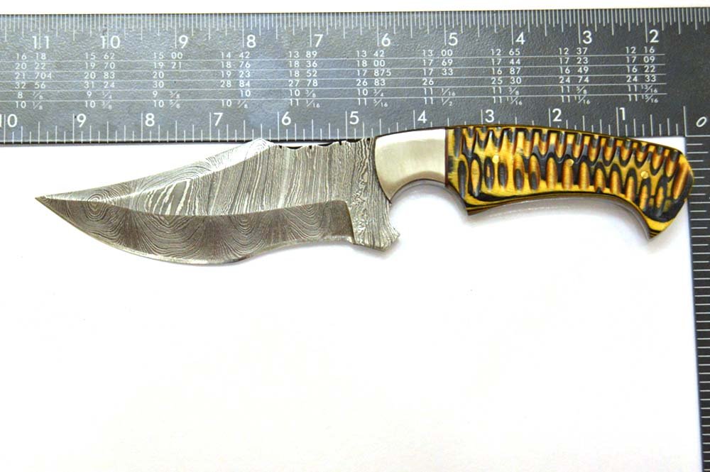 9.5 Inches HMK Hand Forged Damascus Steel Hunting Knife with Leather Sheath ZE-13 - Image 5