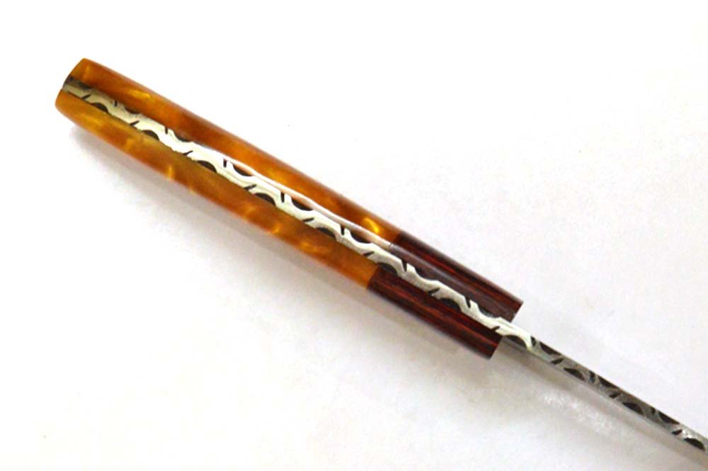 8.5 Inches HMK Hand Forged Damascus Steel Drop Point Hunting Knife with Leather Sheath ZE-17 - Image 4