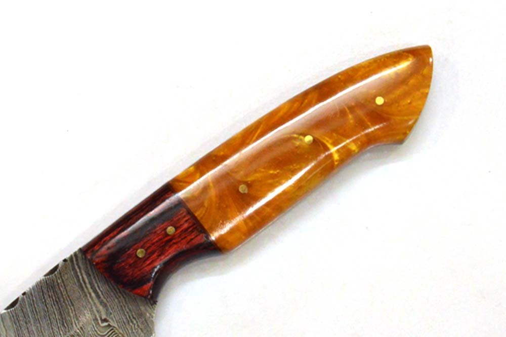 8.5 Inches HMK Hand Forged Damascus Steel Drop Point Hunting Knife with Leather Sheath ZE-17 - Image 3