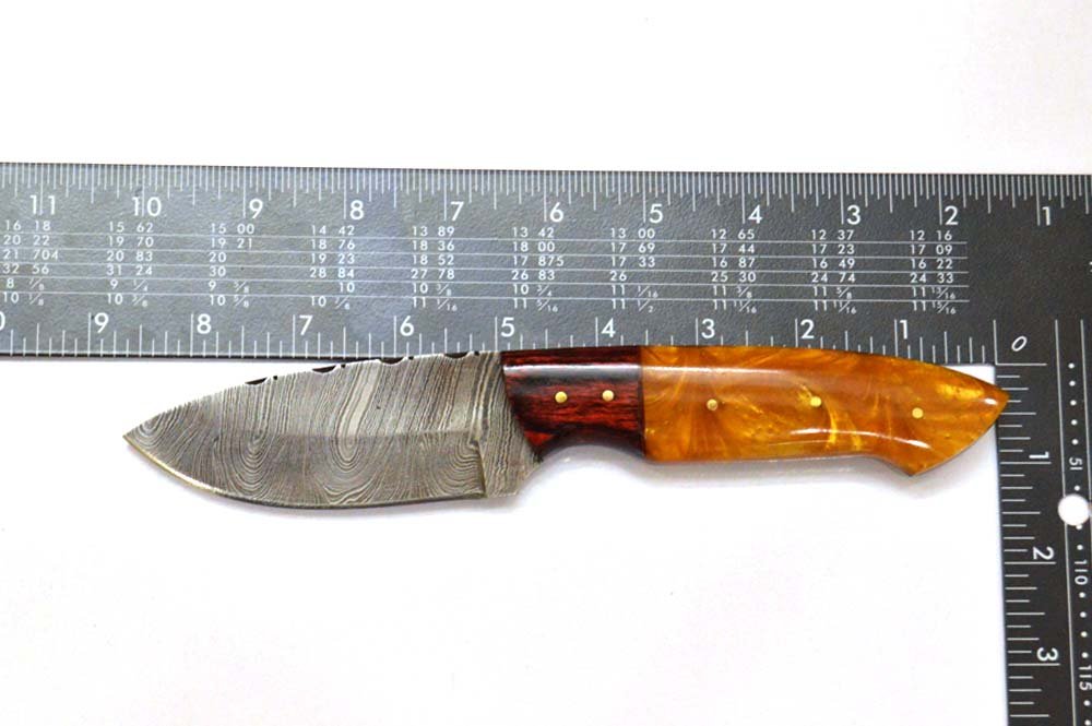 8.5 Inches HMK Hand Forged Damascus Steel Drop Point Hunting Knife with Leather Sheath ZE-17 - Image 5