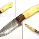 9.2 Inches HMK Hand Forged Damascus Steel Hunting Knife with Leather Sheath ZE-18
