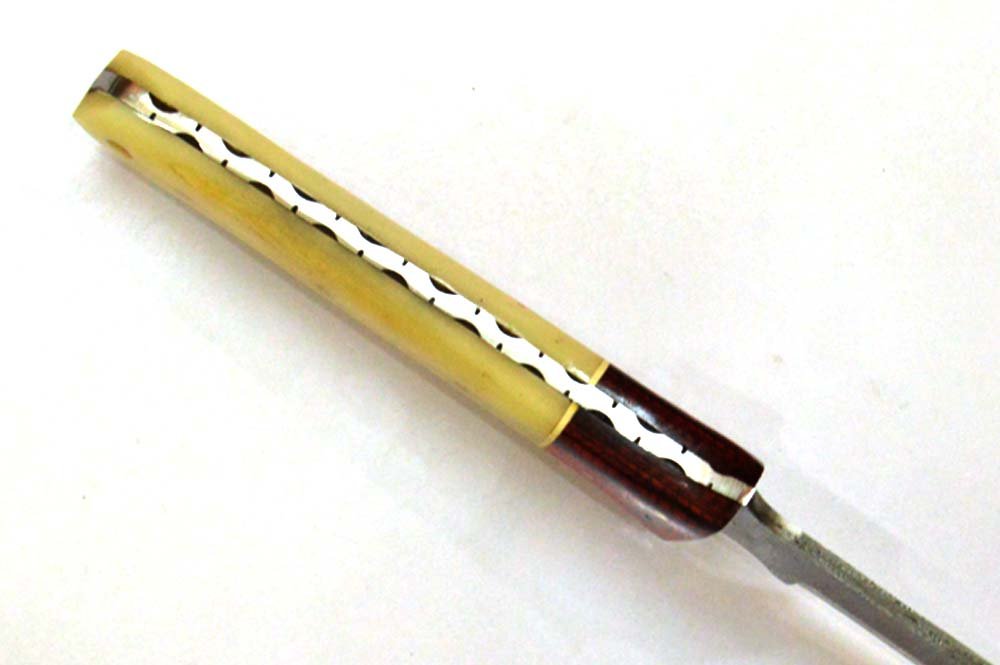 10.5 Inches HMK Hand Forged Damascus Steel Hunting Knife with Leather Sheath ZE-19 - Image 4