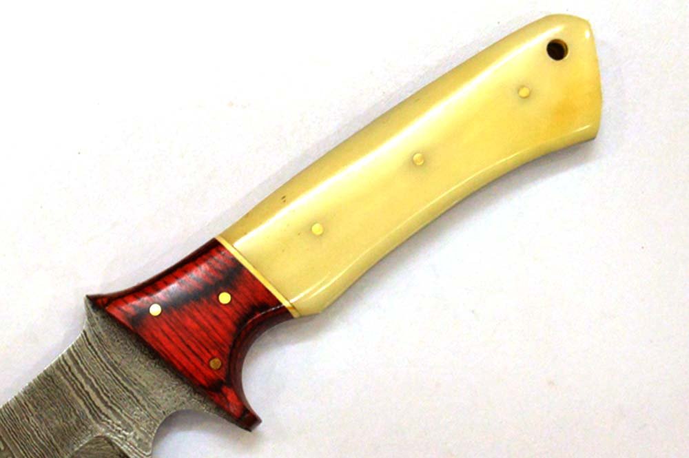 10.5 Inches HMK Hand Forged Damascus Steel Hunting Knife with Leather Sheath ZE-19 - Image 3