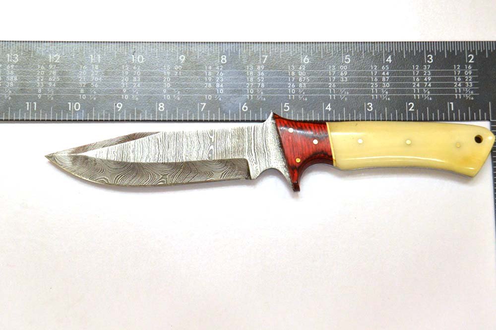 10.5 Inches HMK Hand Forged Damascus Steel Hunting Knife with Leather Sheath ZE-19 - Image 5