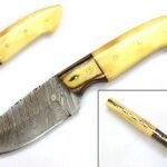 8.5 Inches HMK Hand Forged Damascus Steel Drop Point Hunting Knife with Leather Sheath ZE-20
