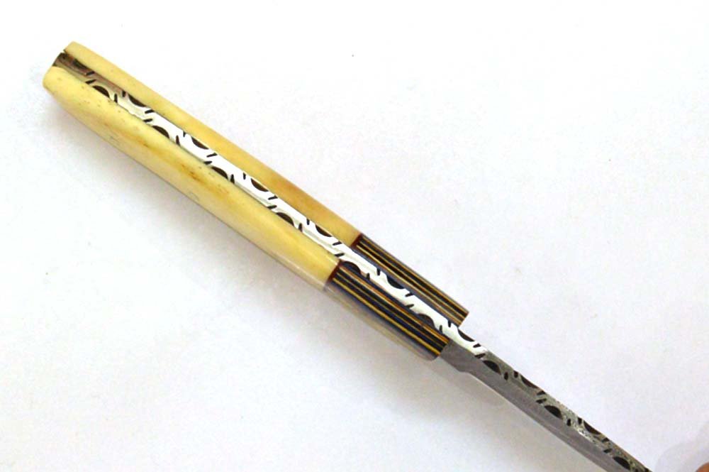 8.5 Inches HMK Hand Forged Damascus Steel Drop Point Hunting Knife with Leather Sheath ZE-20 - Image 4