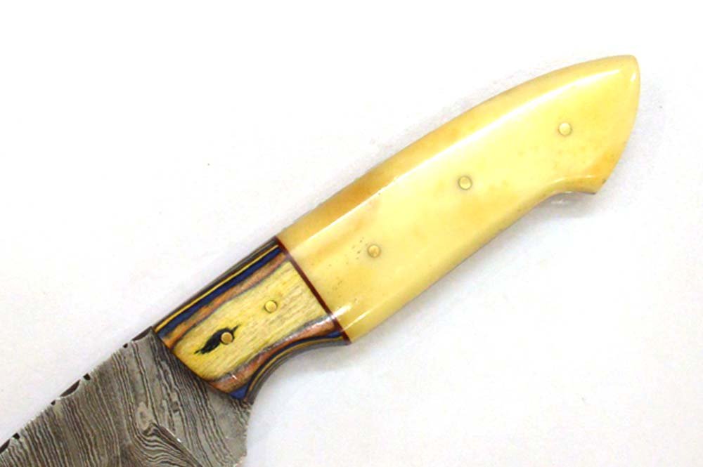 8.5 Inches HMK Hand Forged Damascus Steel Drop Point Hunting Knife with Leather Sheath ZE-20 - Image 3