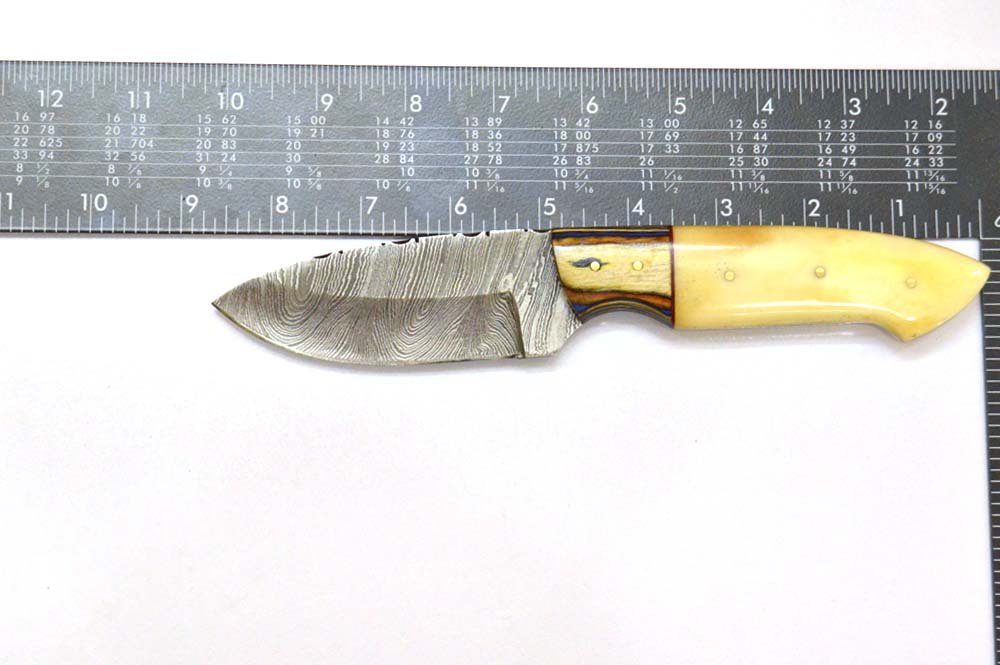 8.5 Inches HMK Hand Forged Damascus Steel Drop Point Hunting Knife with Leather Sheath ZE-20 - Image 5