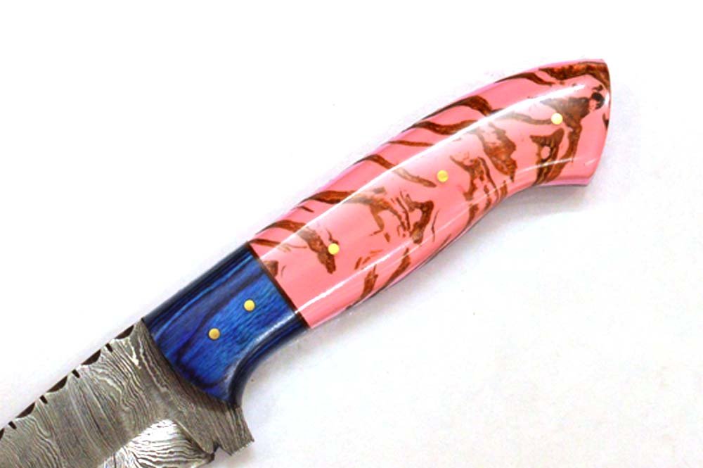 9.2 Inches HMK Hand Forged Damascus Steel Drop Point Hunter Knife with Leather Sheath /Hunting knives, Collectable knives ZE-24 - Image 4